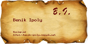 Benik Ipoly névjegykártya